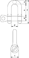 Green Pin Screw type Shackles MDVI Technical Drawing